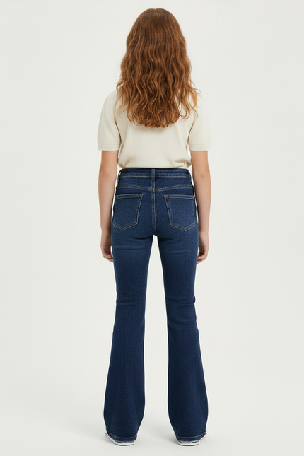 Pantalon Patte D'Éléphant Bleu Denim Taille Haute Évasé - Marine Jean - vue 2