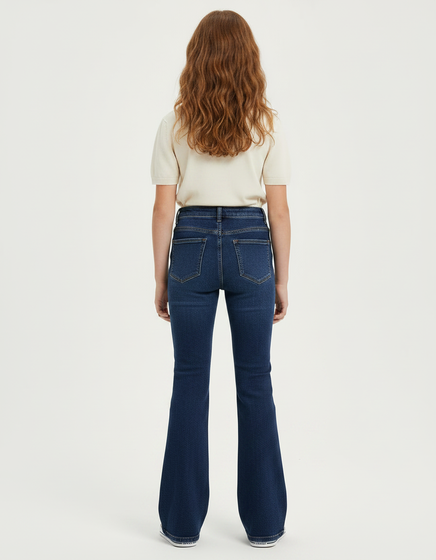 Pantalon Patte D'Éléphant Bleu Denim Taille Haute Évasé - Marine Jean - vue 2