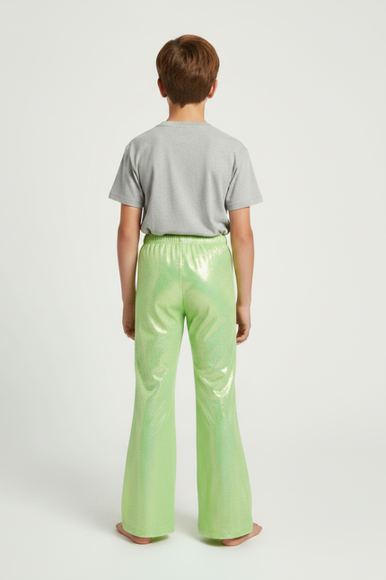 Pantalon Patte D'Éléphant Vert Brillant Holographique Enfant - Polyester - vue 2