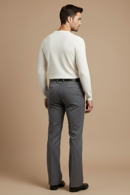 Pantalon Patte D'Éléphant Homme Gris Formel Élégant Évasé - Polyester - vue 2