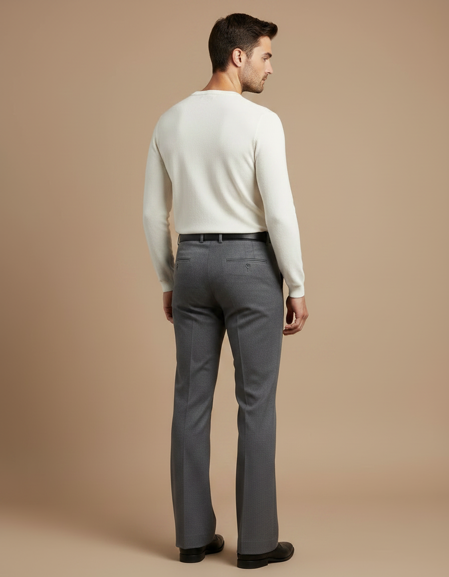 Pantalon Patte D'Éléphant Homme Gris Formel Élégant Évasé - Polyester - vue 2