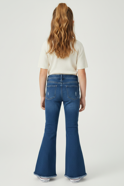 Pantalon Patte D'Éléphant Denim Bleu Déchiré Fille - Jean - vue 2
