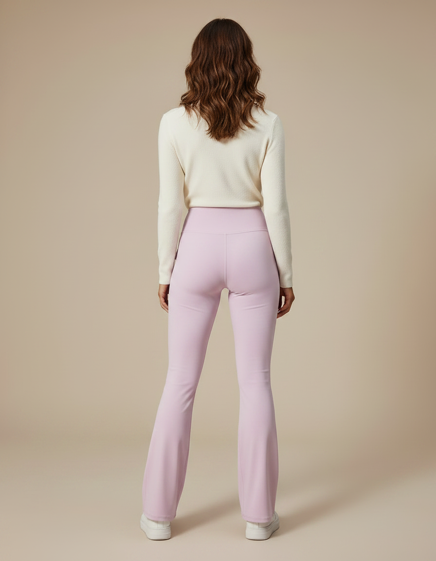 Pantalon Patte D'Éléphant Lilas Taille Haute Poches Cargo - Violet Maille - vue 2