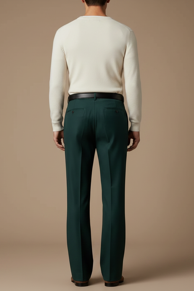 Pantalon Patte D'Éléphant Vert Émeraude Homme Élégant Ajusté - Gabardine - vue 2