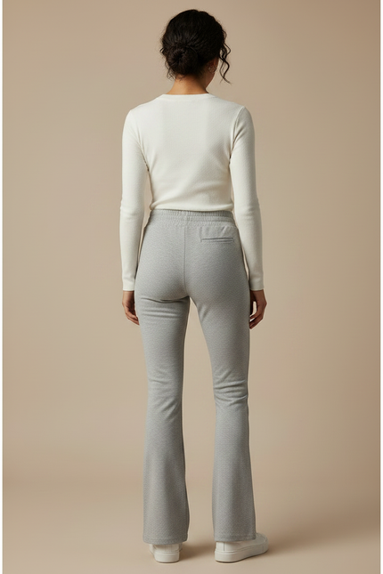 Pantalon Patte D'Éléphant Gris Chiné Confortable Évasé Femme - Molleton - vue 2