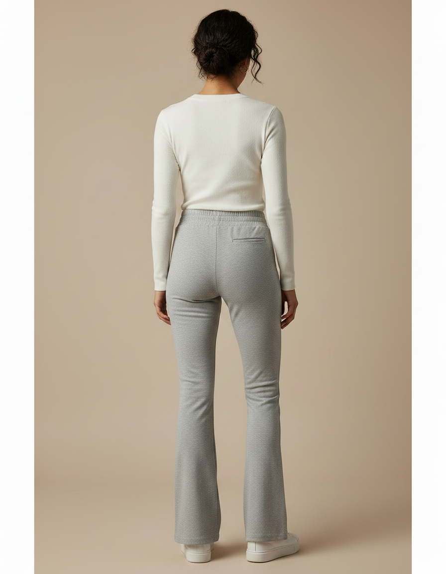 Pantalon Patte D'Éléphant Gris Chiné Confortable Évasé Femme - Molleton - vue 2