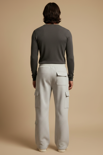 Pantalon Patte D'Éléphant Gris Cargo Décontracté Ample Homme - Molleton - vue 2