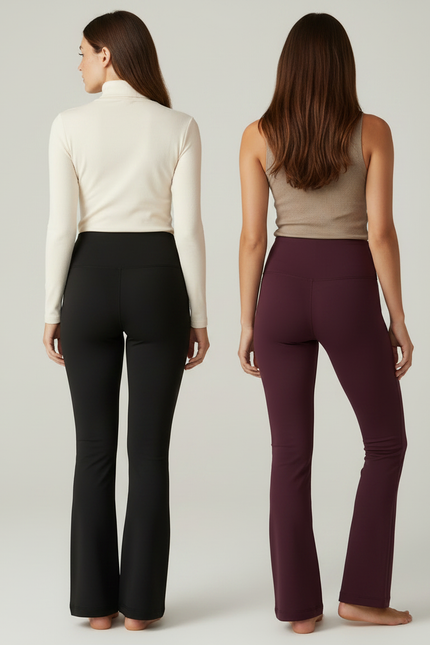 Pantalon Patte D'Éléphant Noir Bordeaux Confortable Évasé Fluide - Polyester - vue 2