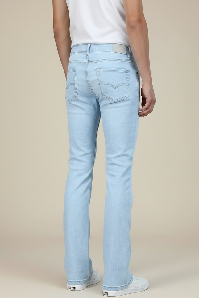 Pantalon Patte D'Éléphant Jean Bleu Clair Décontracté Homme - vue 2