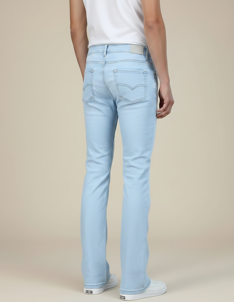 Pantalon Patte D'Éléphant Jean Bleu Clair Décontracté Homme - vue 2