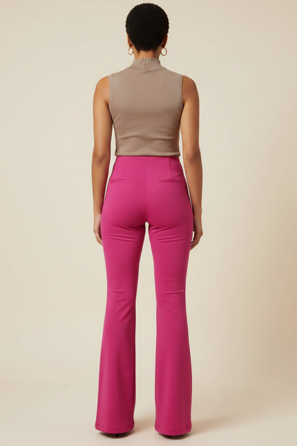 Pantalon Patte D'éléphant Femme Grande Taille - Rose Maille - vue 2
