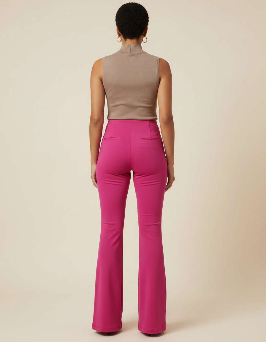Pantalon Patte D'éléphant Femme Grande Taille - Rose Maille - vue 2
