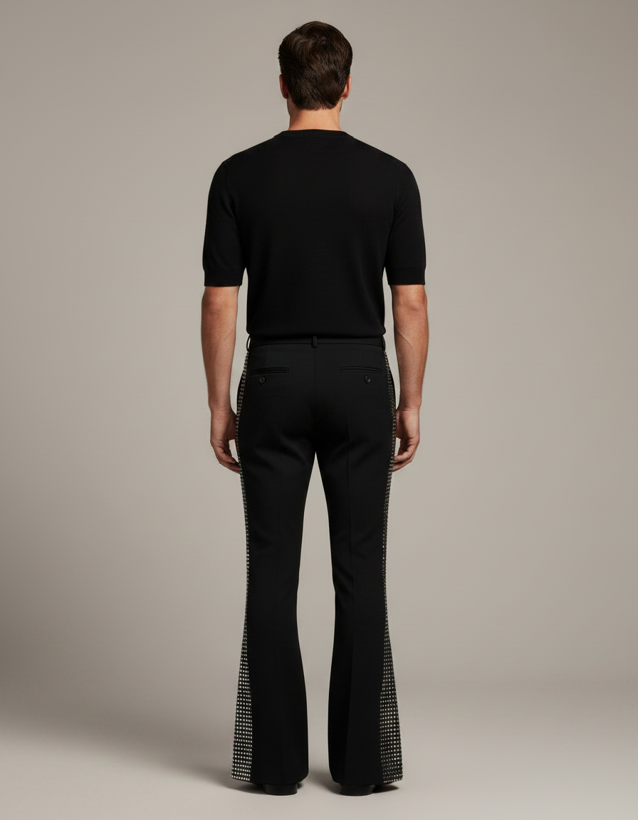 Pantalon Patte D'éléphant Paillette - Noir Polyester - vue 2