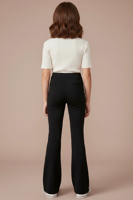 Pantalon Patte D'Éléphant Noir Taille Haute Confortable Élégant - Maille - vue 2