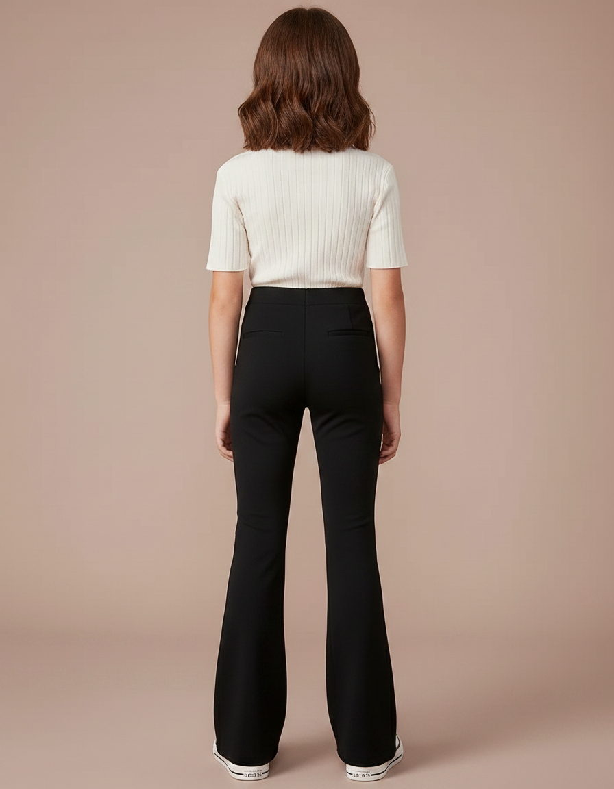 Pantalon Patte D'Éléphant Noir Taille Haute Confortable Élégant - Maille - vue 2