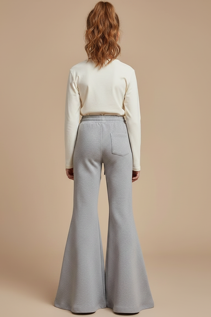 Pantalon Patte D'Éléphant Gris Cordon Confortable Enfant - Molleton - vue 2