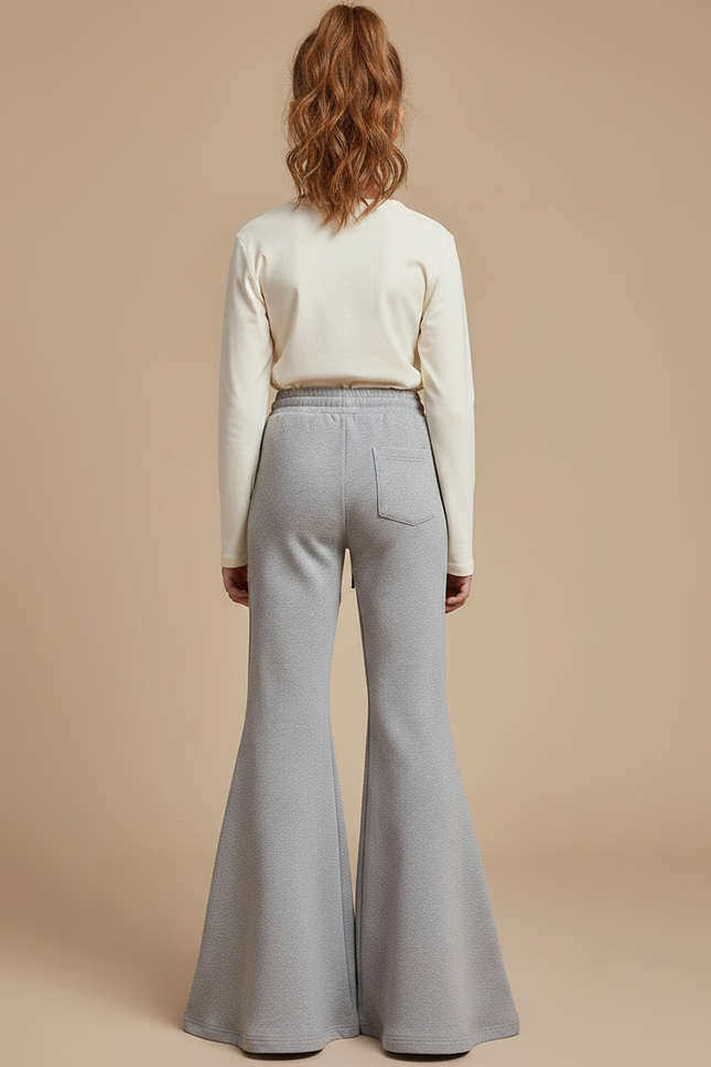 Pantalon Patte D'Éléphant Gris Cordon Confortable Enfant - Molleton - vue 2