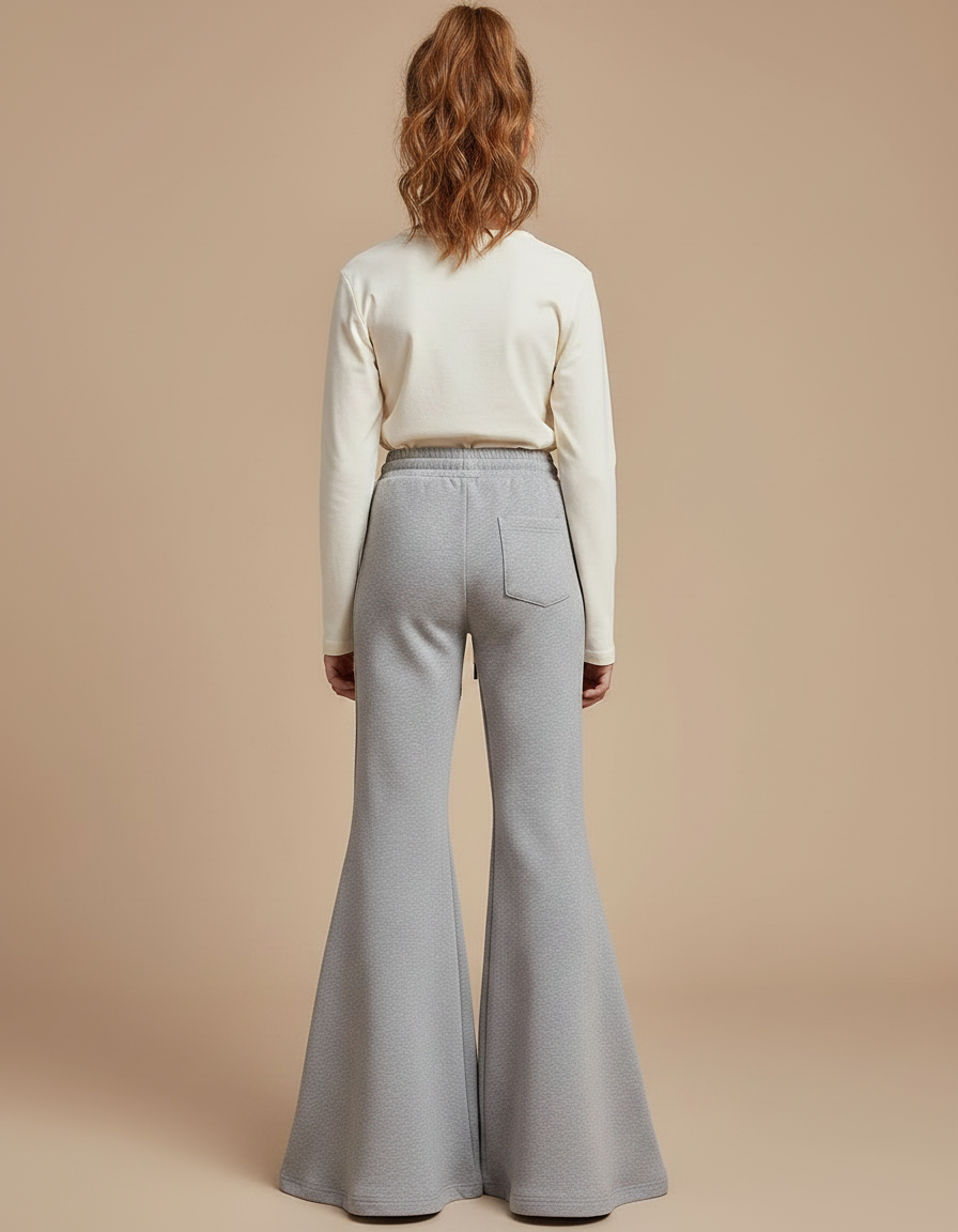 Pantalon Patte D'Éléphant Gris Cordon Confortable Enfant - Molleton - vue 2