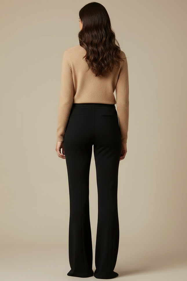 Pantalon Patte D'Éléphant Noir Cordon Fluide Décontracté Femme - Molleton - vue 2