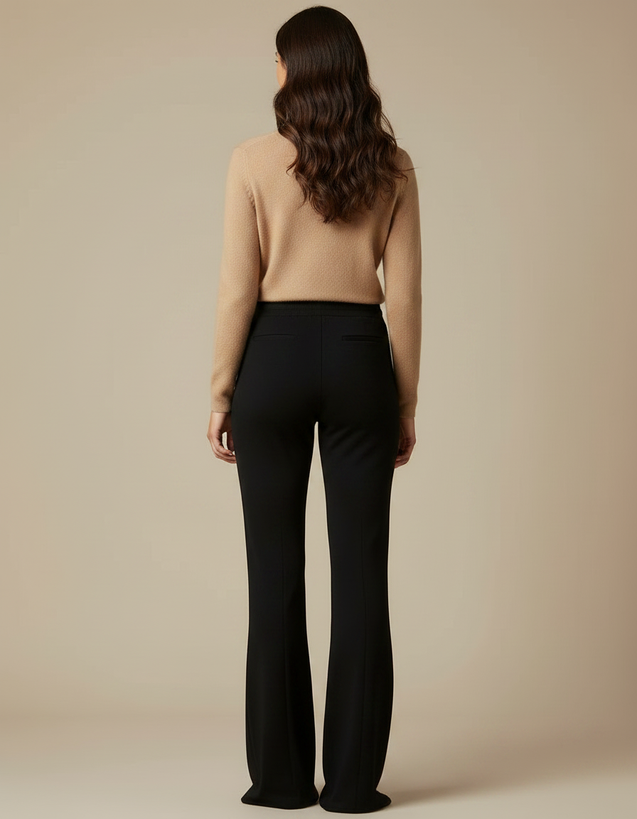 Pantalon Patte D'Éléphant Noir Cordon Fluide Décontracté Femme - Molleton - vue 2