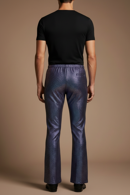 Pantalon Patte D'Éléphant Brillant Disco Élastique Homme - Multicolore Polyester - vue 2