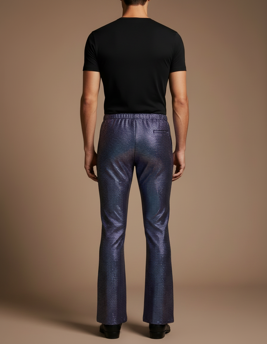 Pantalon Patte D'Éléphant Brillant Disco Élastique Homme - Multicolore Polyester - vue 2