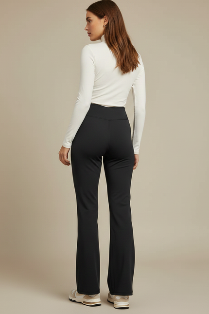 Pantalon Patte D'Éléphant Noir Taille Haute Évasé Confortable Stretch - Polyester - vue 2