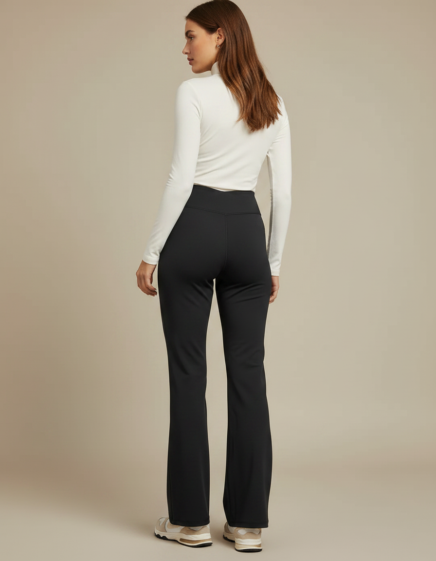 Pantalon Patte D'Éléphant Noir Taille Haute Évasé Confortable Stretch - Polyester - vue 2