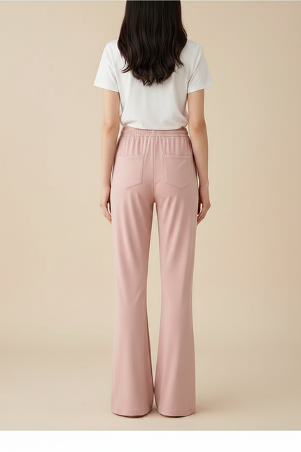 Pantalon Patte D'Éléphant Rose Fluide Ample Confortable - Maille - vue 2