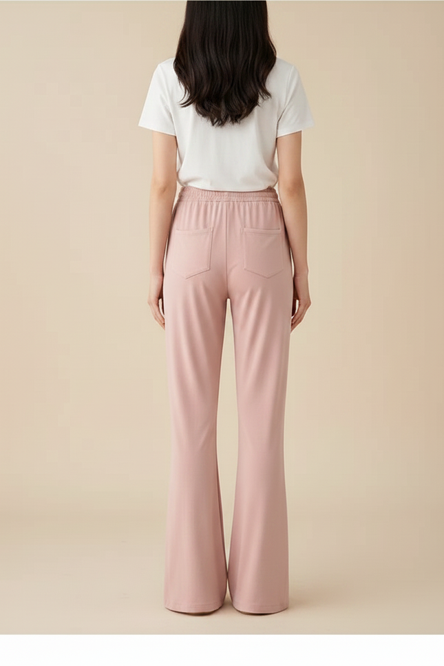 Pantalon Patte D'Éléphant Rose Fluide Ample Confortable - Maille - vue 2