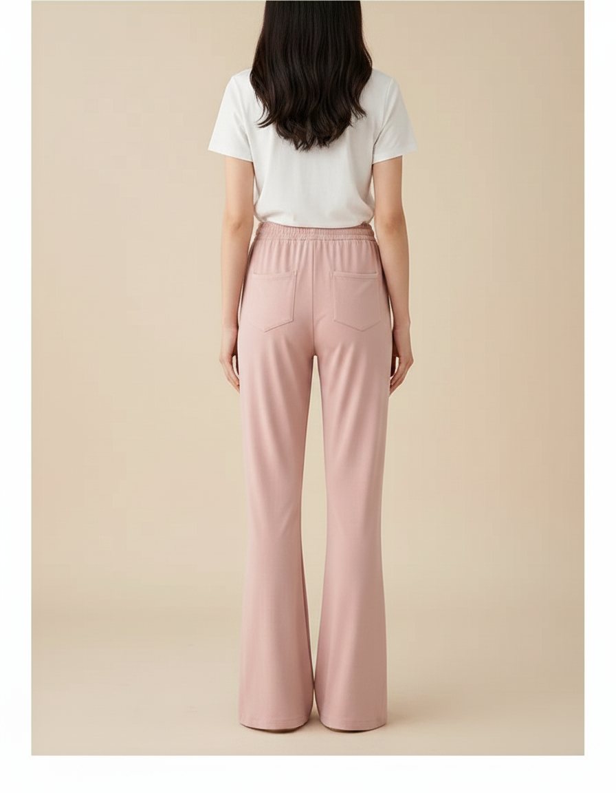 Pantalon Patte D'Éléphant Rose Fluide Ample Confortable - Maille - vue 2