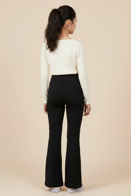 Pantalon Patte D'Éléphant Noir Taille Haute Modal Évasé - Maille - vue 2