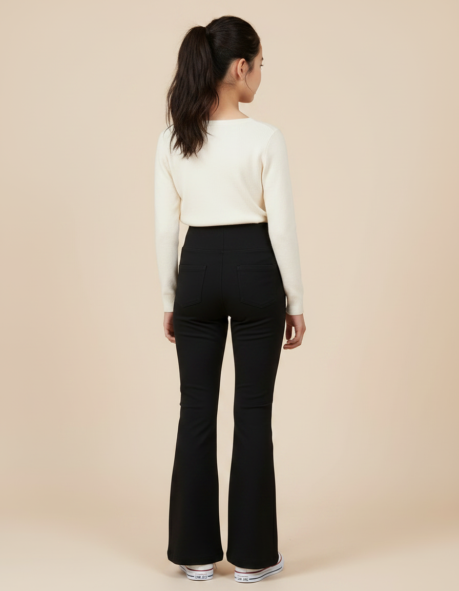 Pantalon Patte D'Éléphant Noir Taille Haute Modal Évasé - Maille - vue 2