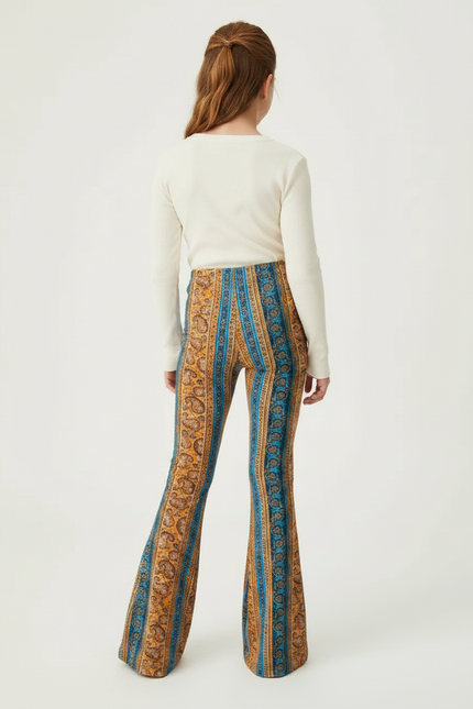 Pantalon Patte D'Éléphant Imprimé Ethnique Bohème Évasé Confortable - Maille - vue 2