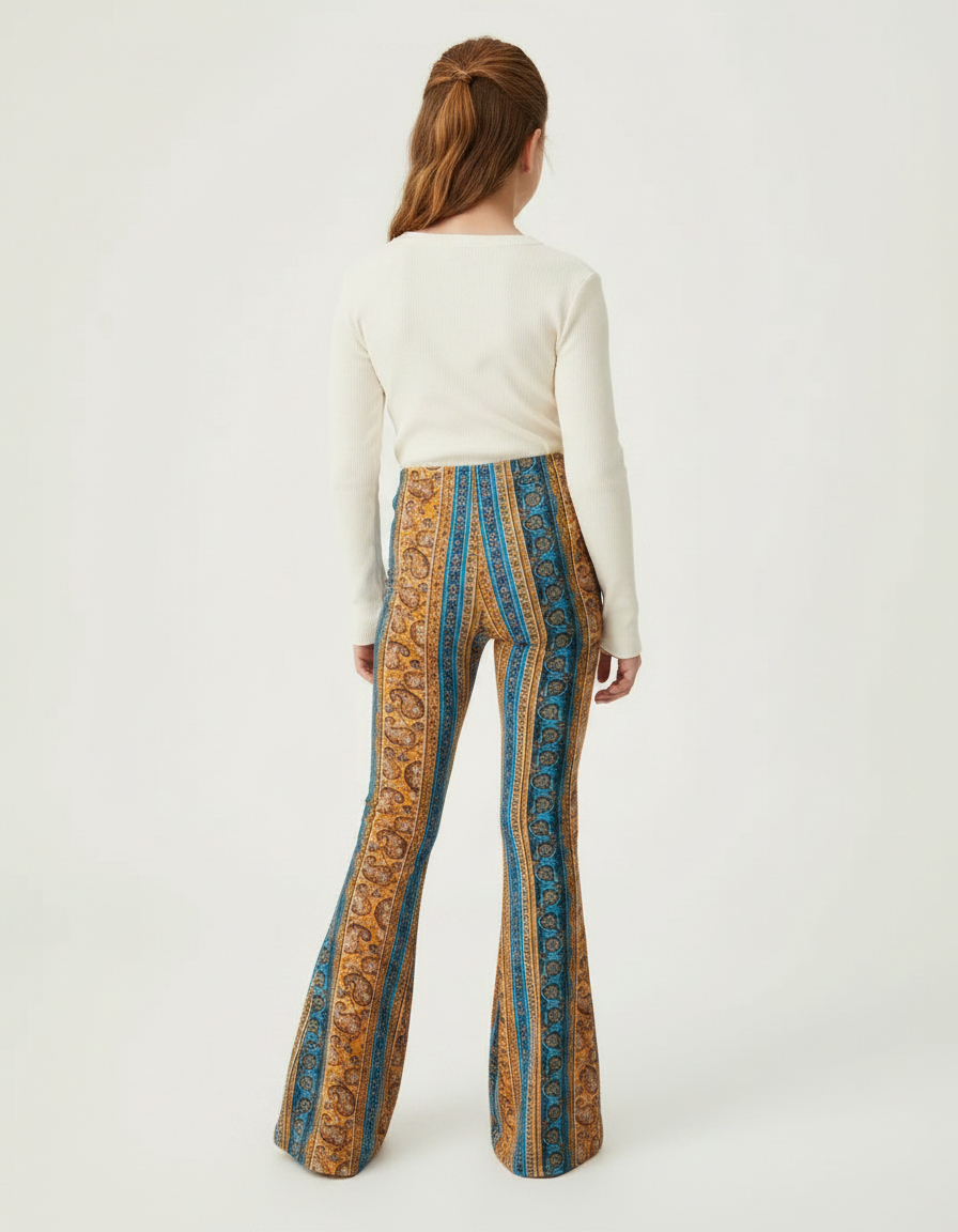 Pantalon Patte D'Éléphant Imprimé Ethnique Bohème Évasé Confortable - Maille - vue 2