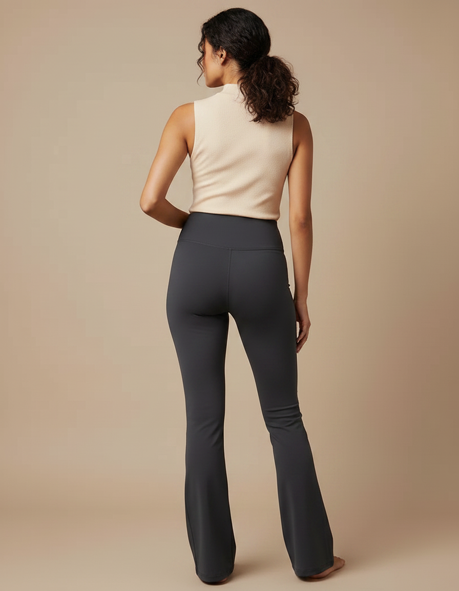 Pantalon Patte D'Éléphant Gris Anthracite Taille Haute Évasé Confortable - Polyester - vue 2