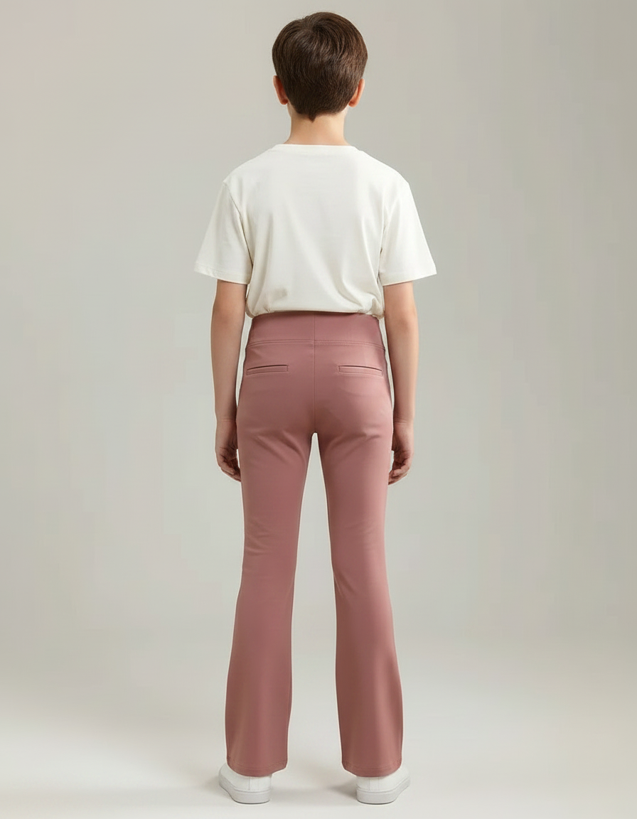 Pantalon Patte D'Éléphant Rose Poudré Taille Haute Confortable Enfant - Polyester - vue 2
