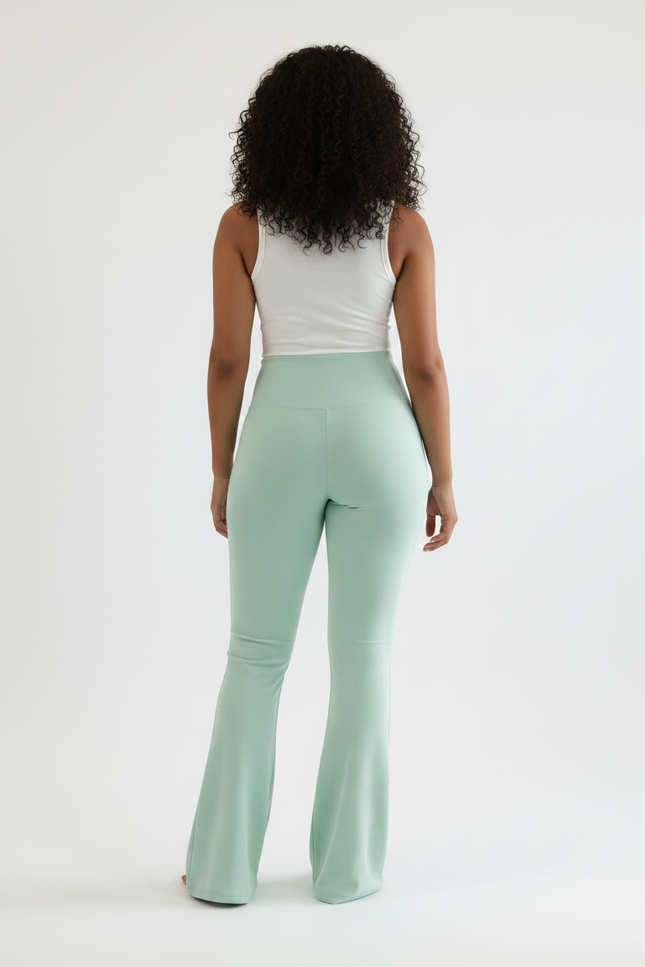 Pantalon Patte D'Éléphant Vert Menthe Confortable Évasé Fluide - Polyester - vue 2
