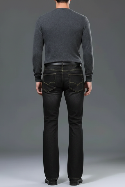 Pantalon Patte D'Éléphant Noir Délavé Homme Classique - Jean - vue 2