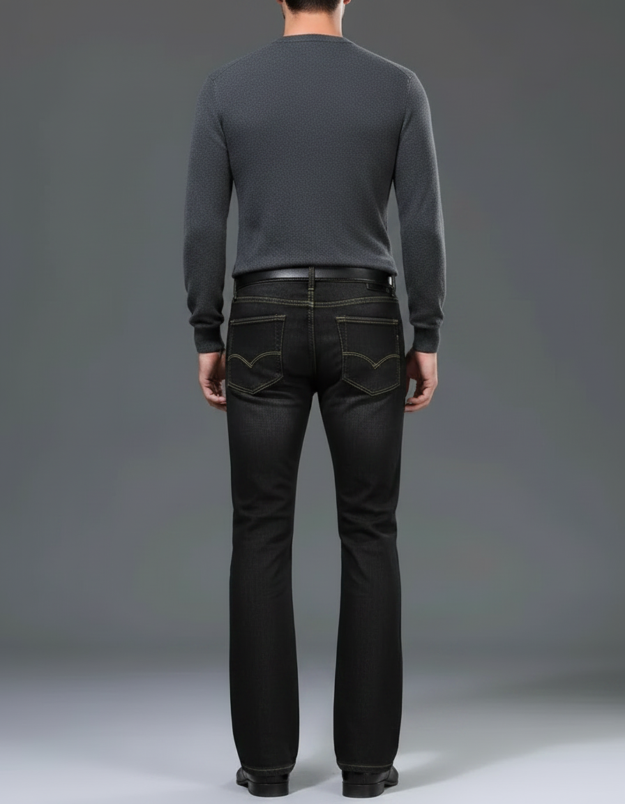 Pantalon Patte D'Éléphant Noir Délavé Homme Classique - Jean - vue 2