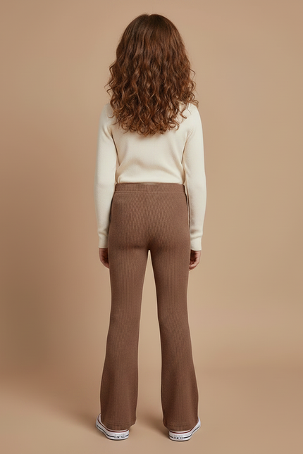 Pantalon Patte D'Éléphant Côtelé Marron Évasé Confortable Doux - Maille - vue 2