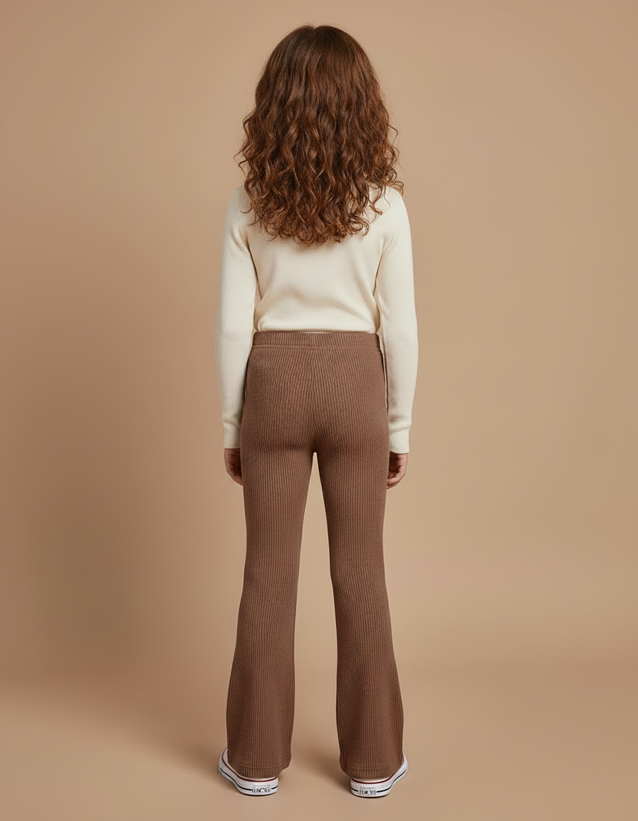 Pantalon Patte D'Éléphant Côtelé Marron Évasé Confortable Doux - Maille - vue 2
