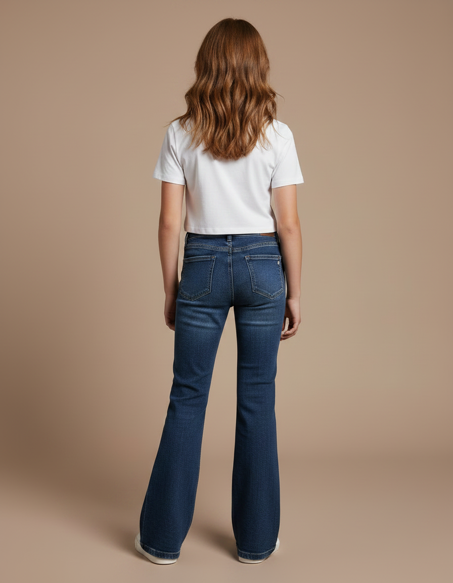 Pantalon Patte D'Éléphant Denim Bleu Évasé Enfant - Jean - vue 2