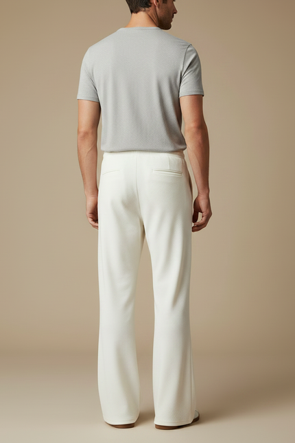 Pantalon Patte D'Éléphant Blanc Cassé Ample Décontracté Homme - Maille - vue 2