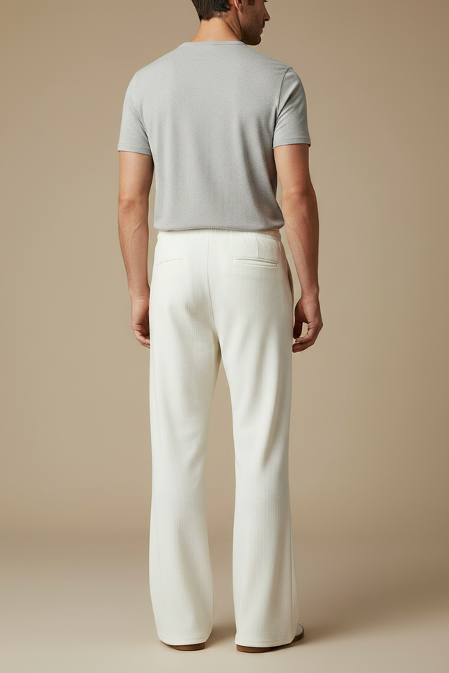 Pantalon Patte D'Éléphant Blanc Cassé Ample Décontracté Homme - Maille - vue 2