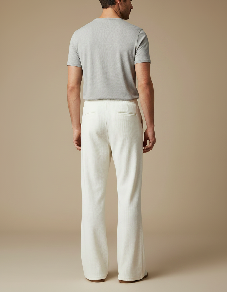 Pantalon Patte D'Éléphant Blanc Cassé Ample Décontracté Homme - Maille - vue 2