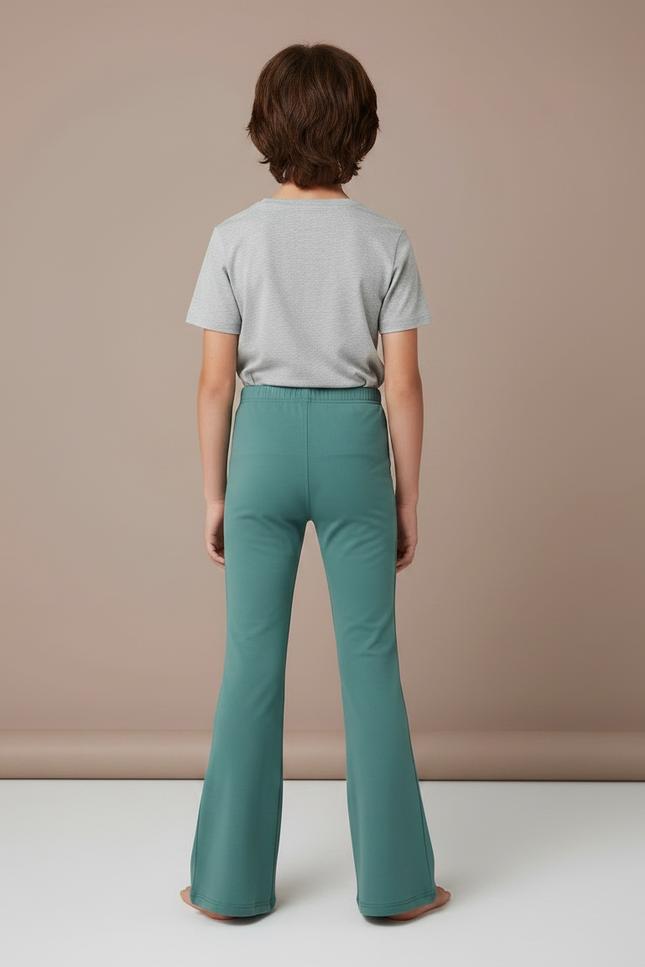 Pantalon Patte D'Éléphant Vert Canard Évasé Confortable Enfant - Maille - vue 2
