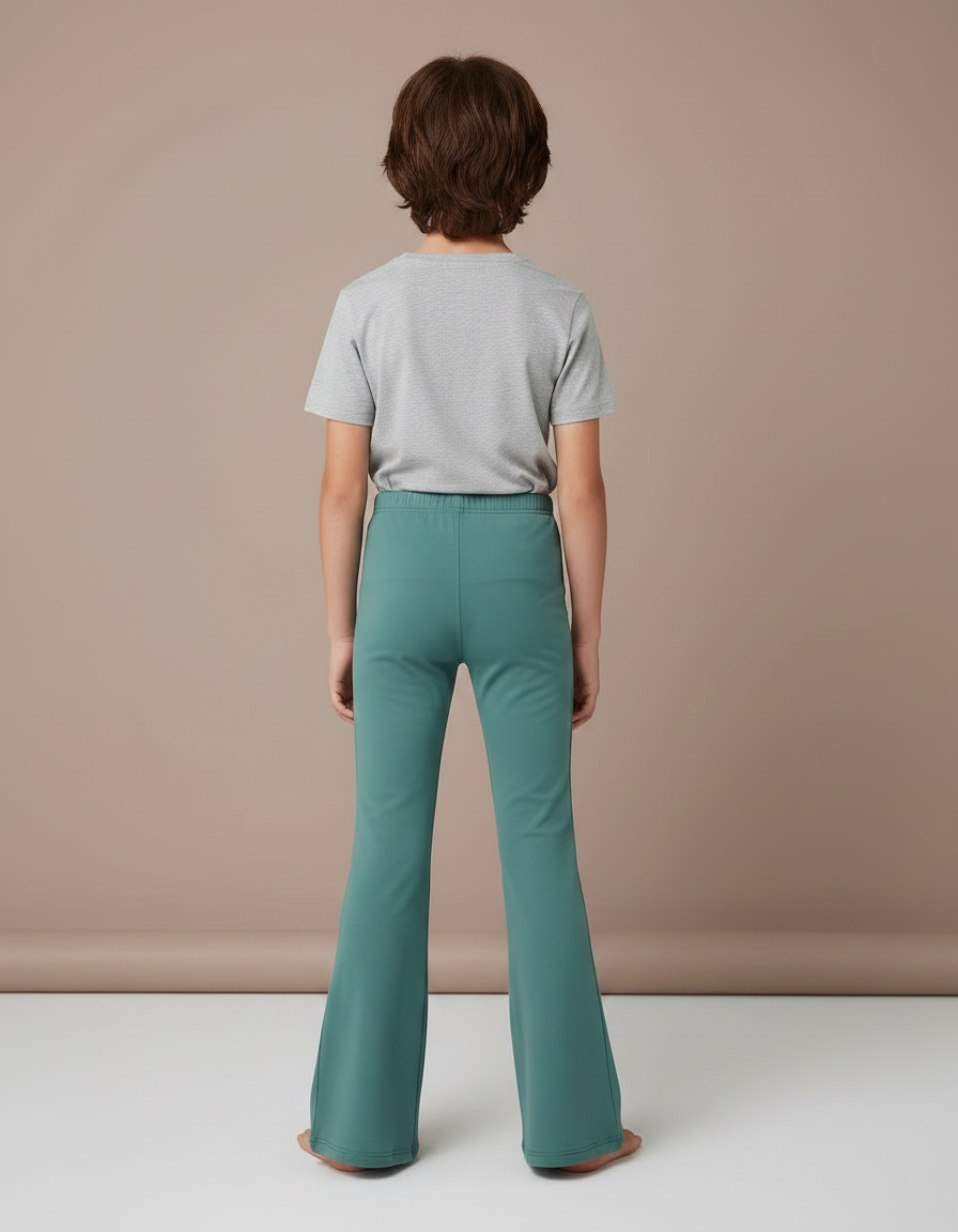 Pantalon Patte D'Éléphant Vert Canard Évasé Confortable Enfant - Maille - vue 2