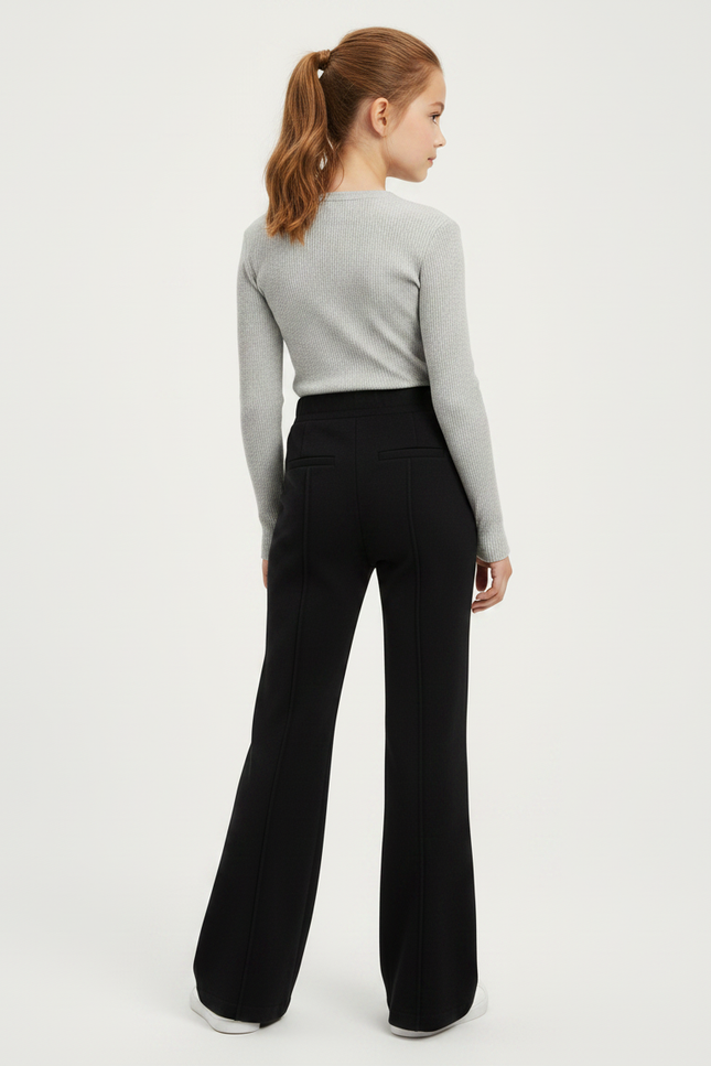 Pantalon Patte D'Éléphant Noir Confortable Évasé Fille - Molleton - vue 2