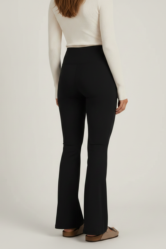 Pantalon Patte D'Éléphant Noir Taille Haute Confortable Évasé - Polyester - vue 2